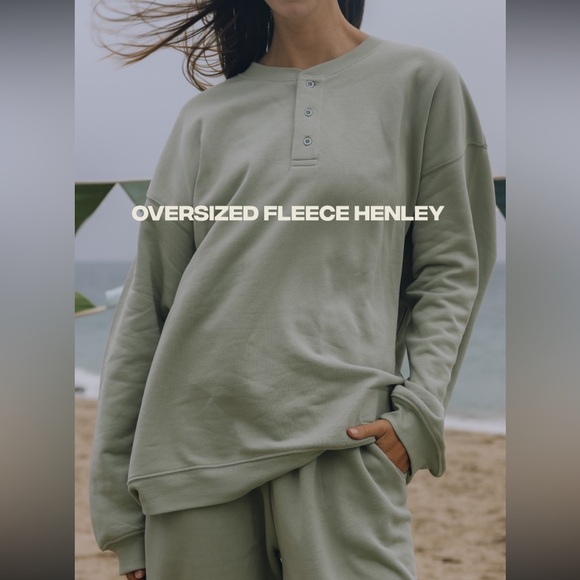 Daily Drills Oversized Henley Top and Joggers with Buttons - Picture 13 of 14